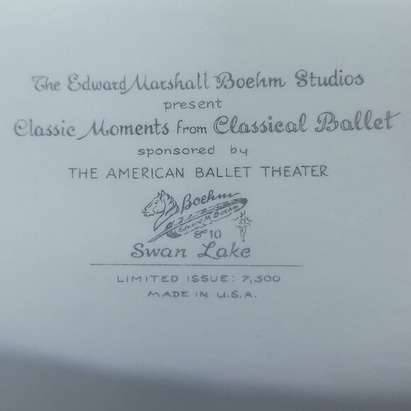 Edward Marshall Boehm Bisque Porcelain Ballet Figurine Swan Lake - Picture 8 of 15